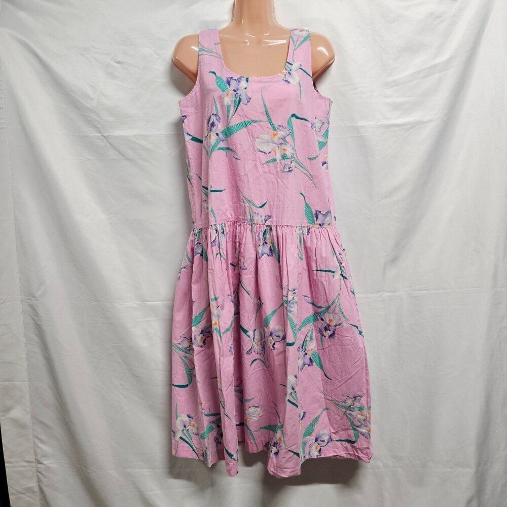 The Kapaia Stitchery Hawaiian Pleated Dress Women Size 12 Pink Tropical - Picture 5 of 8